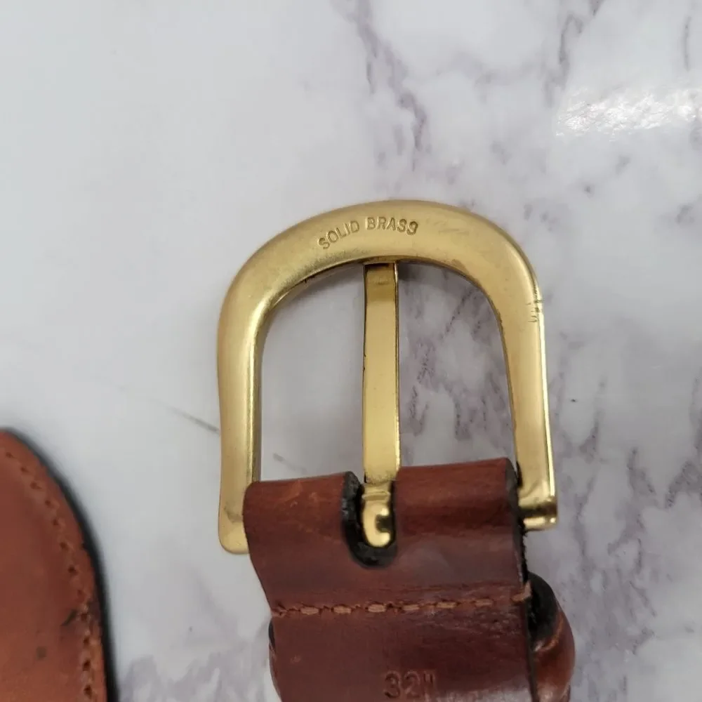 Del Rio Men's Nylon Webbing and Leather Olive Cream and Brown Belt Size 32